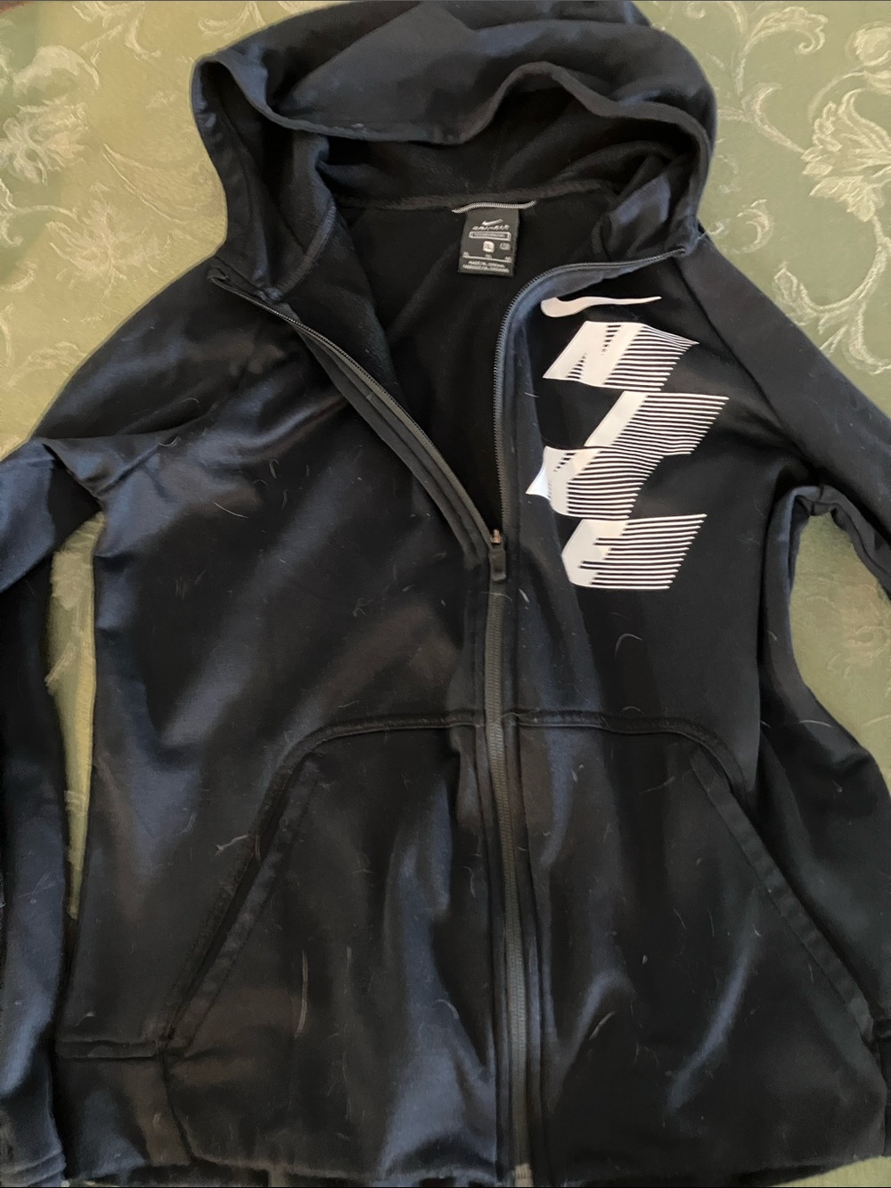 Nike Black Kids Hooded Zip Jacket with White Graphic